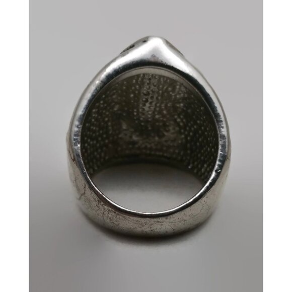 Silver Tone Marquis Shaped Clear Glass Stone Ring Size 6 - Picture 3 of 3